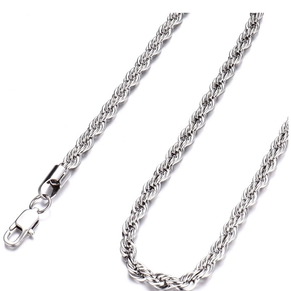 Men’s 5mm Stainless Steel & Silver Rope Chain - Picture 3 of 10